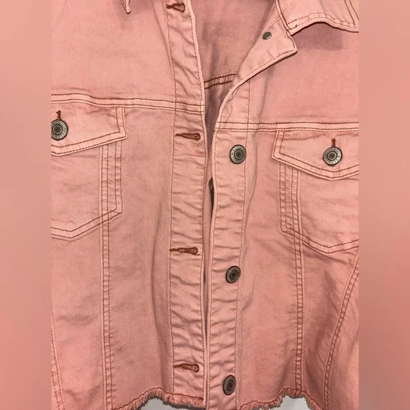 Boyfriend Cropped Denim Jacket | Pink | Size 20 - Picture 4 of 6
